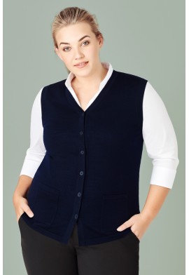 CK961LV - Womens Button Front Knit Vest