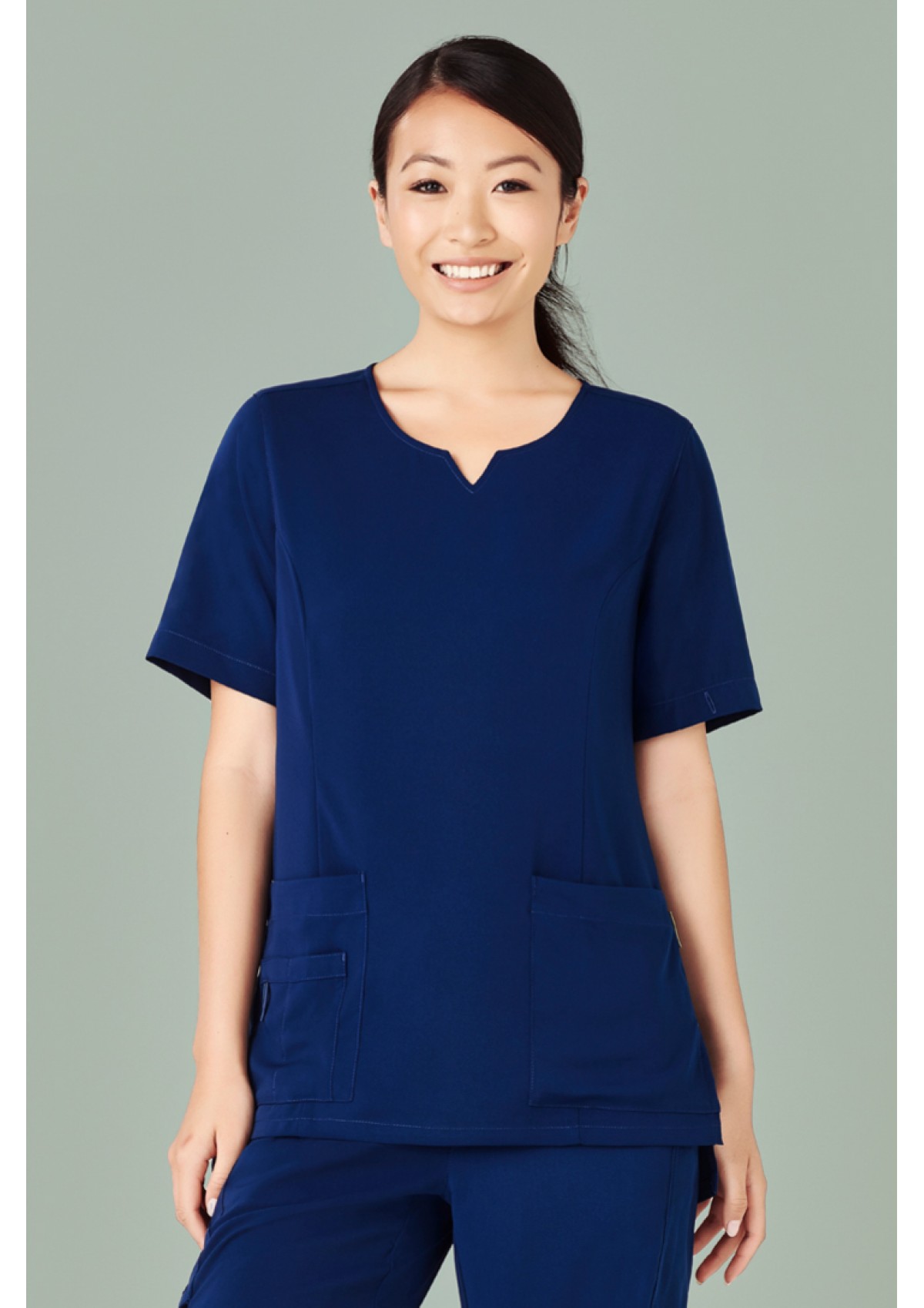 CST942LS - Womens Tailored Fit Round Neck Scrub Top