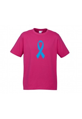 MENS Ice Cotton Hot Pink T-Shirt with Blue Ribbon logo