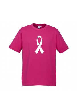 MENS Ice Cotton Hot Pink T-Shirt with White Ribbon logo