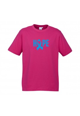 MENS Ice Cotton Hot Pink T-Shirt with Hope Logo in Blue