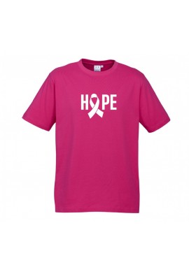 MENS Ice Cotton Hot Pink T-Shirt with Hope Logo in White