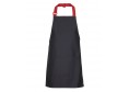 APRON WITH COLOUR STRAPS BLACK/RED- SMALL